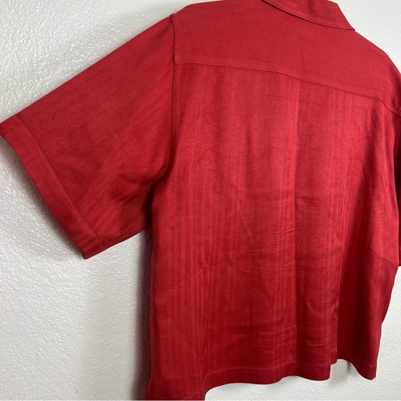 Tommy Bahama Women’s Silk Cropped Blouse Button Sz Medium Red Salmon Vintage - Picture 12 of 15